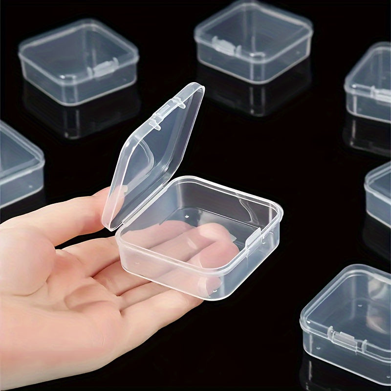 Clear Plastic Storage Box Jewelry Beads Container Mini Organize Hinged Lid