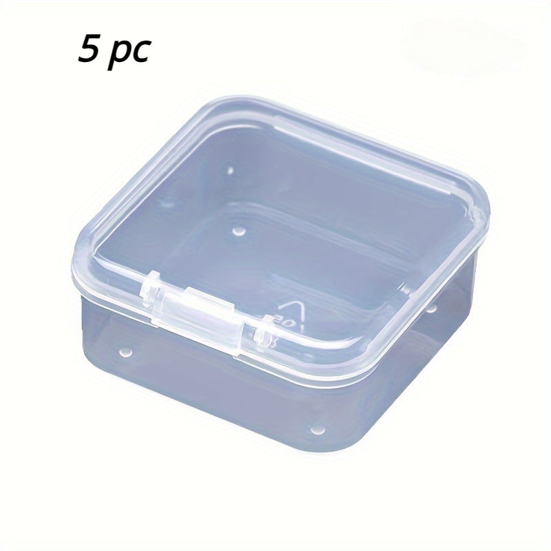 Clear Plastic Storage Box Jewelry Beads Container Mini Organize Hinged Lid