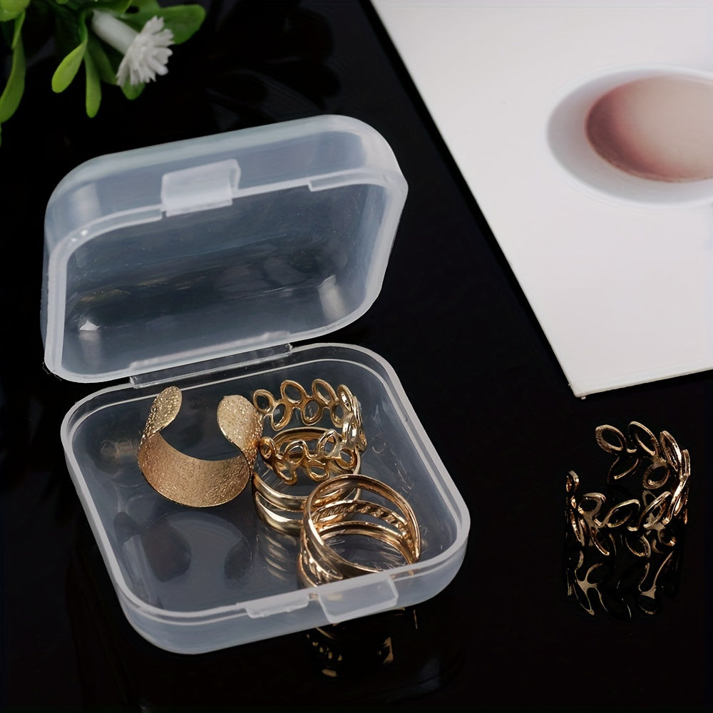 Clear Plastic Storage Box Jewelry Beads Container Mini Organize Hinged Lid
