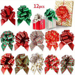 12pcs Xmas Gift Bows Ribbon Wrap Accessory Present Bouquet Decor
