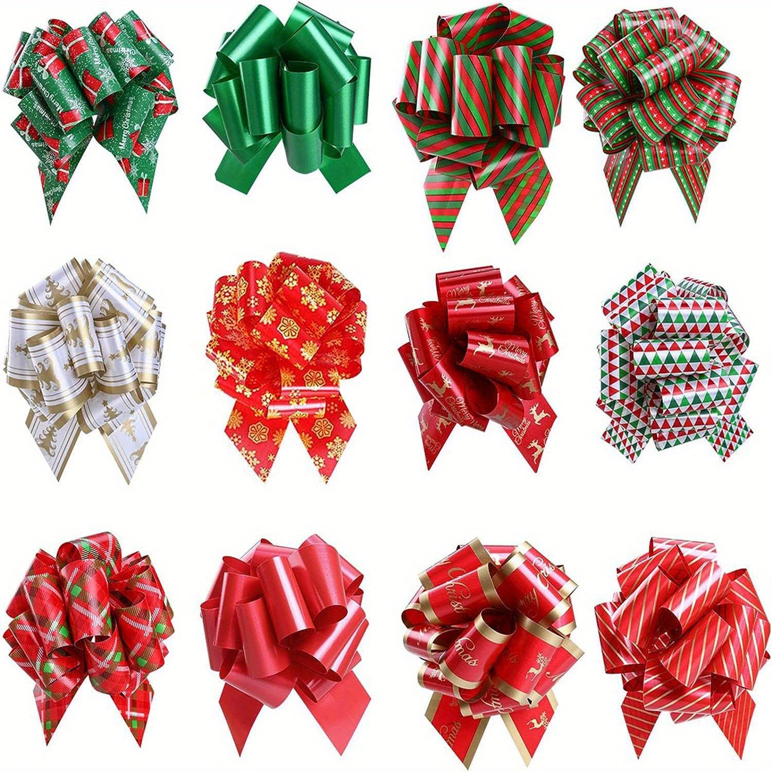 12pcs Xmas Gift Bows Ribbon Wrap Accessory Present Bouquet Decor