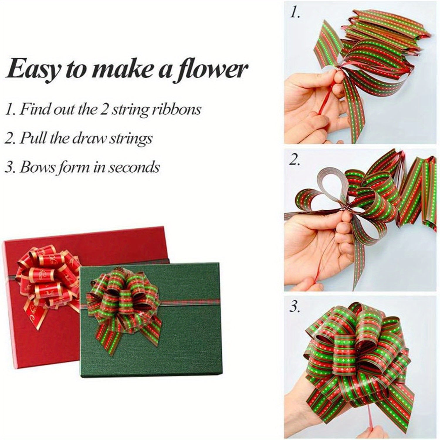 12pcs Xmas Gift Bows Ribbon Wrap Accessory Present Bouquet Decor