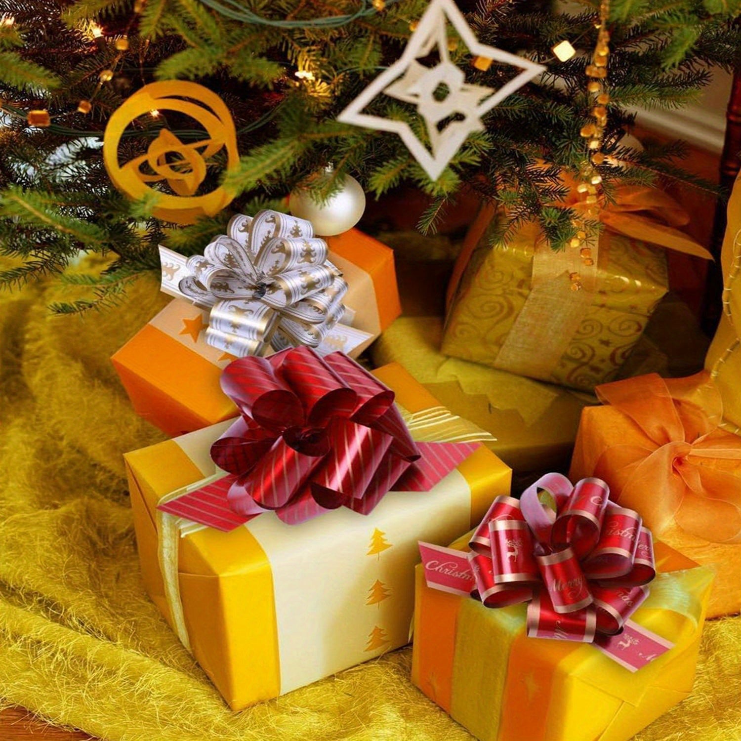 12pcs Xmas Gift Bows Ribbon Wrap Accessory Present Bouquet Decor