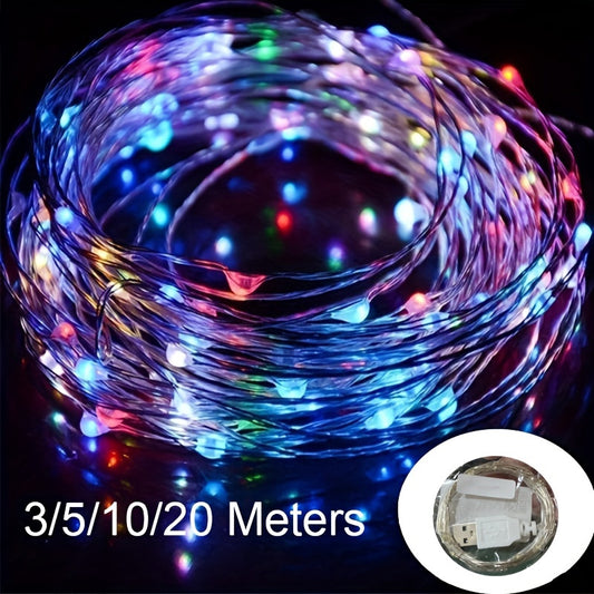 10m LED Light String Colorful Warm Light USB Plug Indoor/Outdoor Decoration