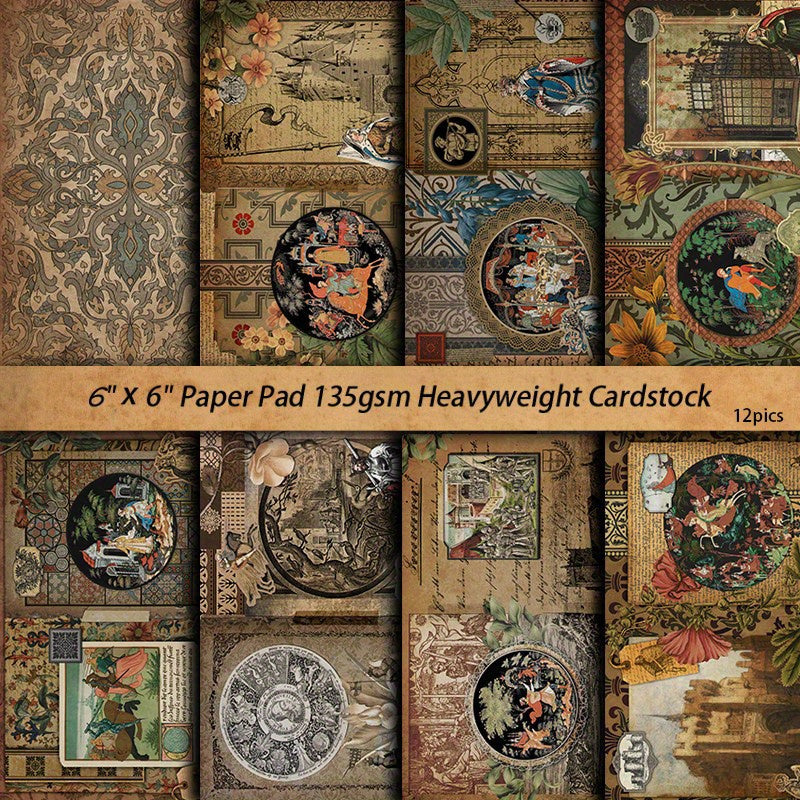 Retro Journal Paper for DIY Gift Art Crafts, Large Size Middle Ages Material