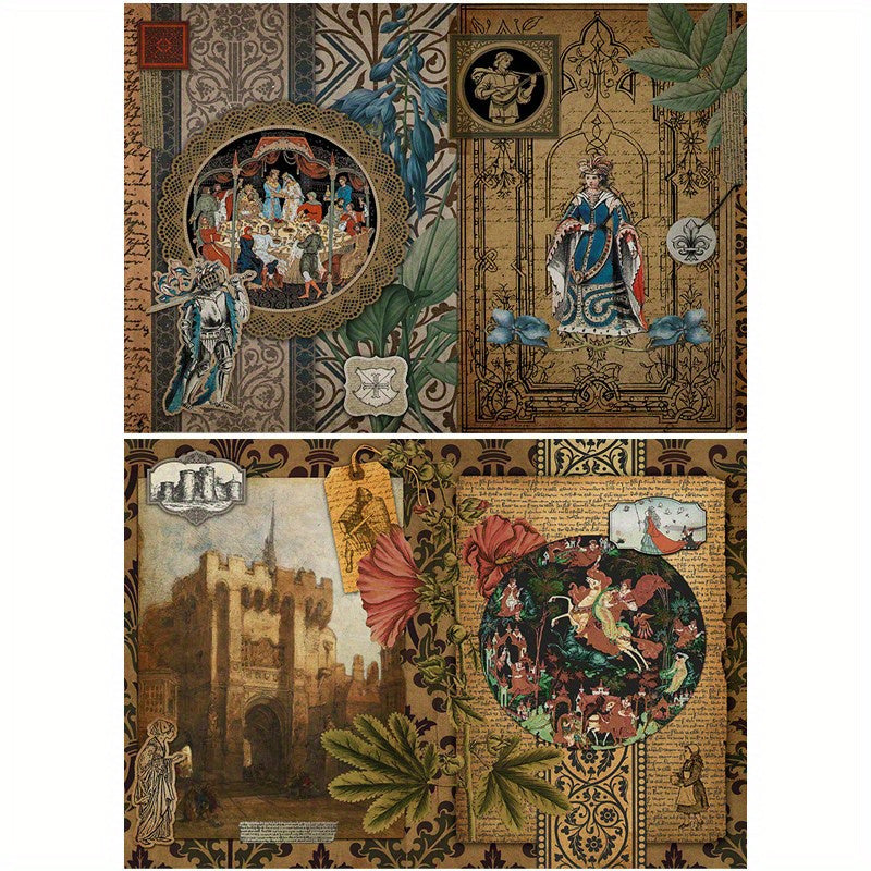 Retro Journal Paper for DIY Gift Art Crafts, Large Size Middle Ages Material