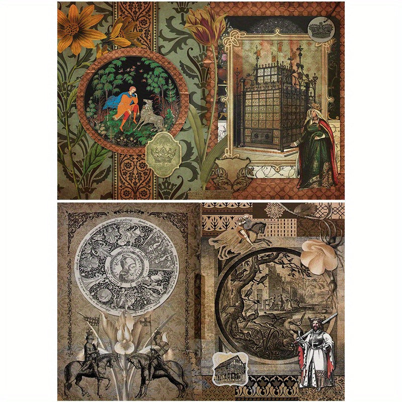 Retro Journal Paper for DIY Gift Art Crafts, Large Size Middle Ages Material