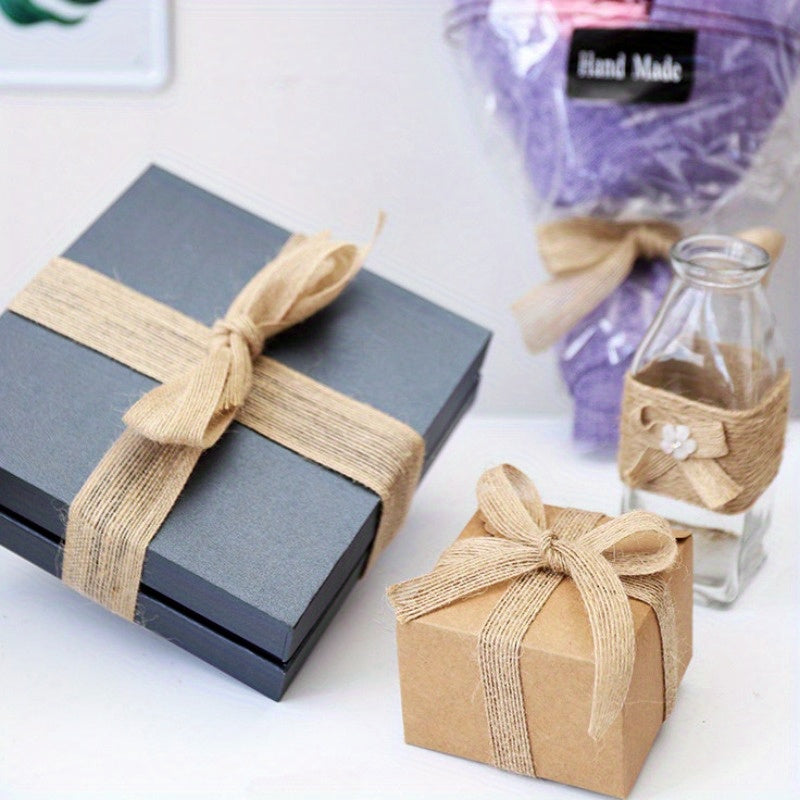 10M Natural Jute Ribbon Bow Crafts DIY Vintage Burlap Gift Wrapping