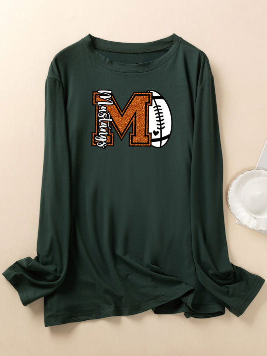 Women's Plus Size Sporty Lounge Top Long Sleeve Crew Neck Tee