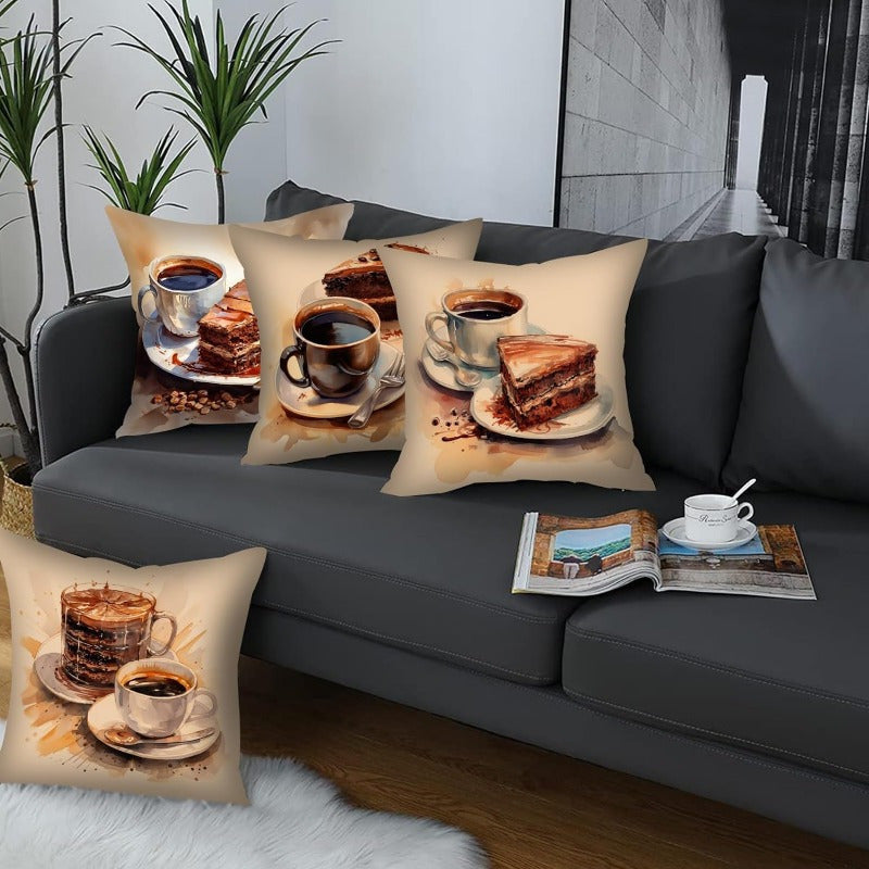 Watercolor Coffee Cake Pillowcase for Home Living Room Bedroom Sofa Office