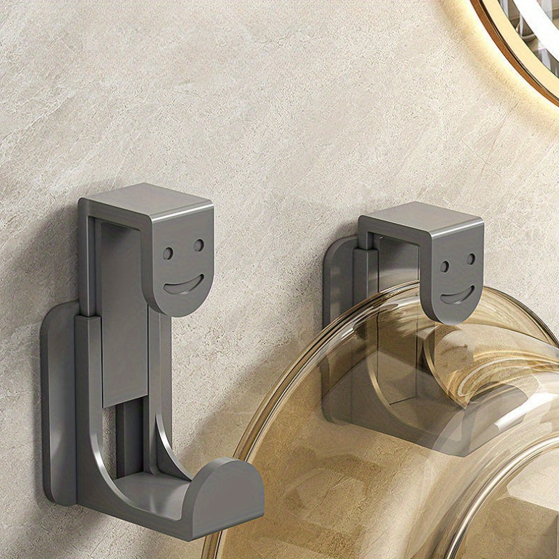 Smiley Face Pattern Retractable Washbasin Punch Adhesive Hooks
