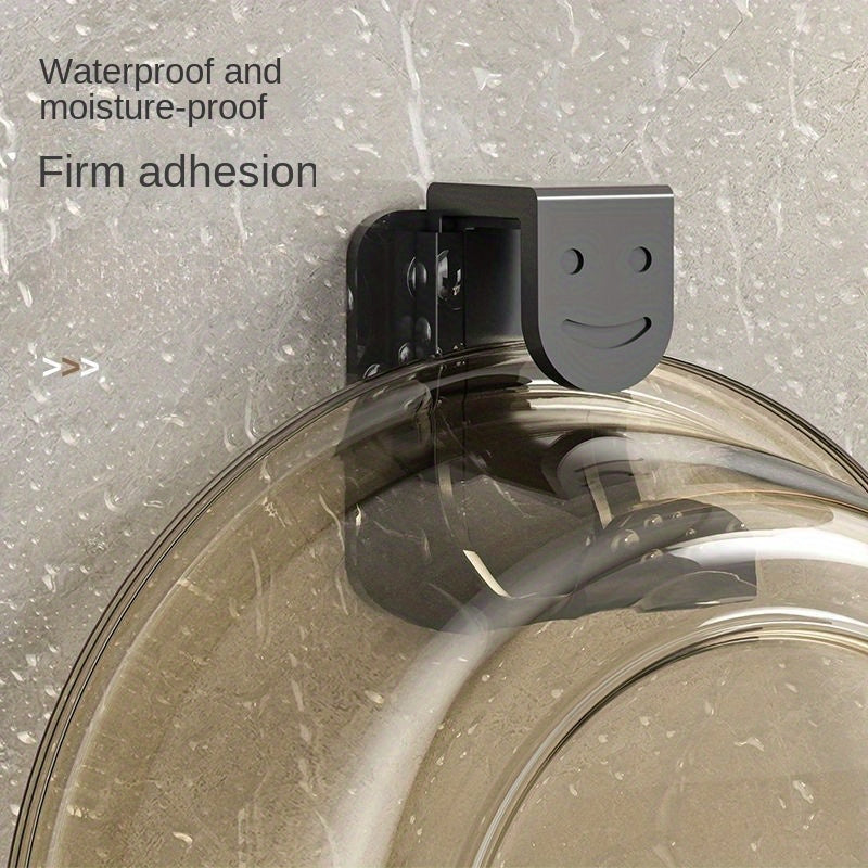 Smiley Face Pattern Retractable Washbasin Punch Adhesive Hooks
