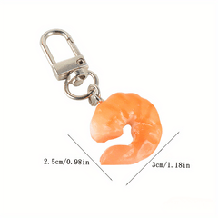 Creative Shrimp Model Keychain Funny Food Keyring Charm Ornament