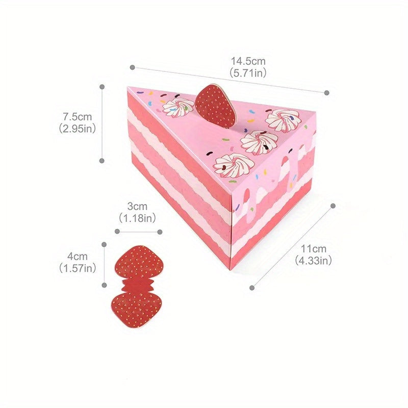 8pcs Triangle Cake Shape Pink Goodies Box Birthday Party Favor Supplies