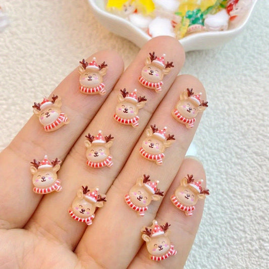 Resin Mini Christmas Deer Embellishments for Hair Bows - 20/50/100pcs