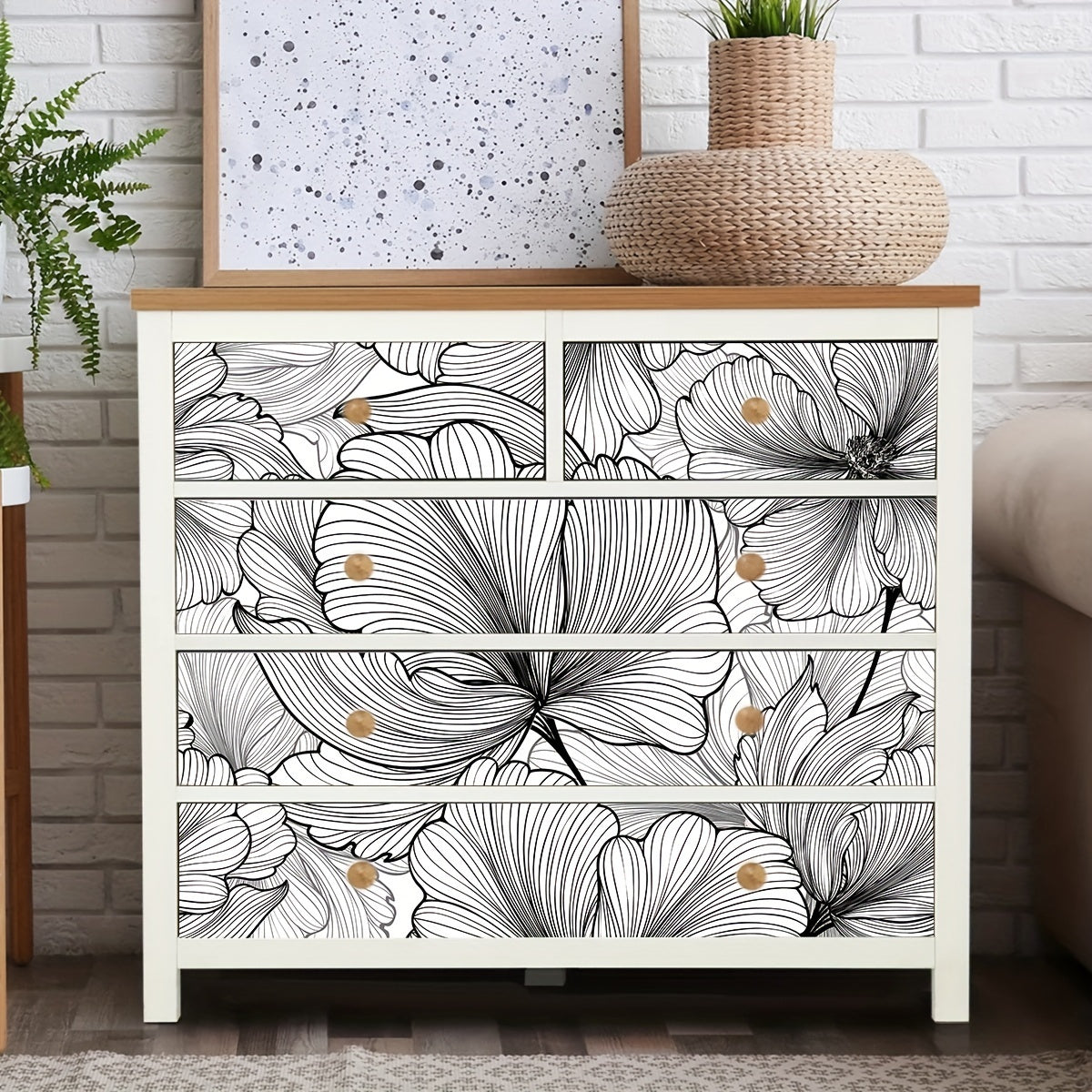 6pcs Tropical Flower Staircase Sticker Self-adhesive Thickened