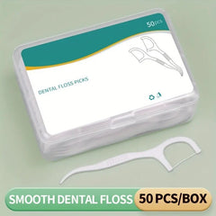 50pcs Disposable Dental Floss Sticks in Portable Box