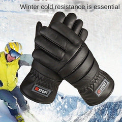 Winter Thickened Velvet Warm Gloves Waterproof And Warm Skiing