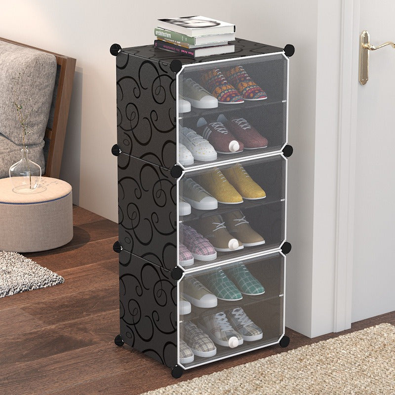 4 6 Tiers Shoe Rack Assembly Plastic Storage Dustproof Shelf Household Organizer