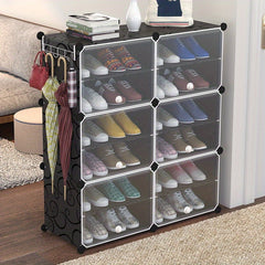 4 6 Tiers Shoe Rack Assembly Plastic Storage Dustproof Shelf Household Organizer