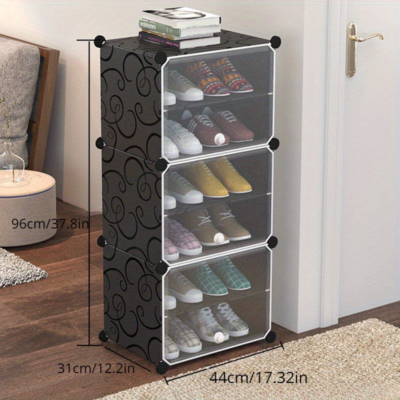 4 6 Tiers Shoe Rack Assembly Plastic Storage Dustproof Shelf Household Organizer