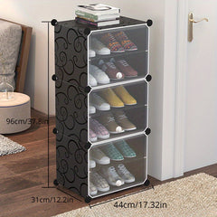 4 6 Tiers Shoe Rack Assembly Plastic Storage Dustproof Shelf Household Organizer