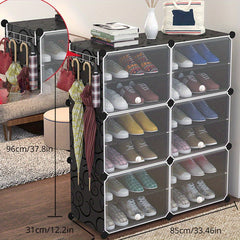4 6 Tiers Shoe Rack Assembly Plastic Storage Dustproof Shelf Household Organizer