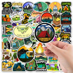 50pcs Cartoon Camping Stickers for Notebook Phone Case Water Cup Decoration
