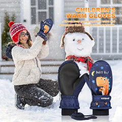 Winter Thermal Gloves Waterproof Full Finger Mittens With Lanyard