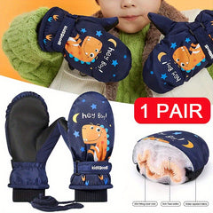 Winter Thermal Gloves Waterproof Full Finger Mittens With Lanyard