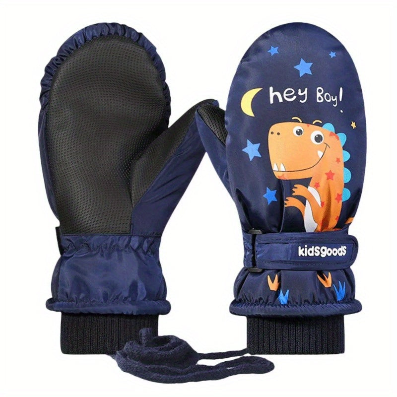 Winter Thermal Gloves Waterproof Full Finger Mittens With Lanyard