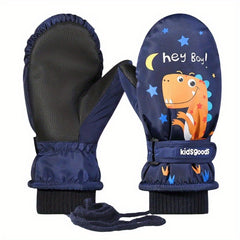Winter Thermal Gloves Waterproof Full Finger Mittens With Lanyard
