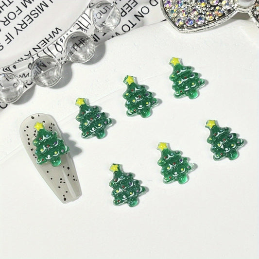 Resin Mini Cartoon Animals Christmas Tree Flat Back Manicure Parts