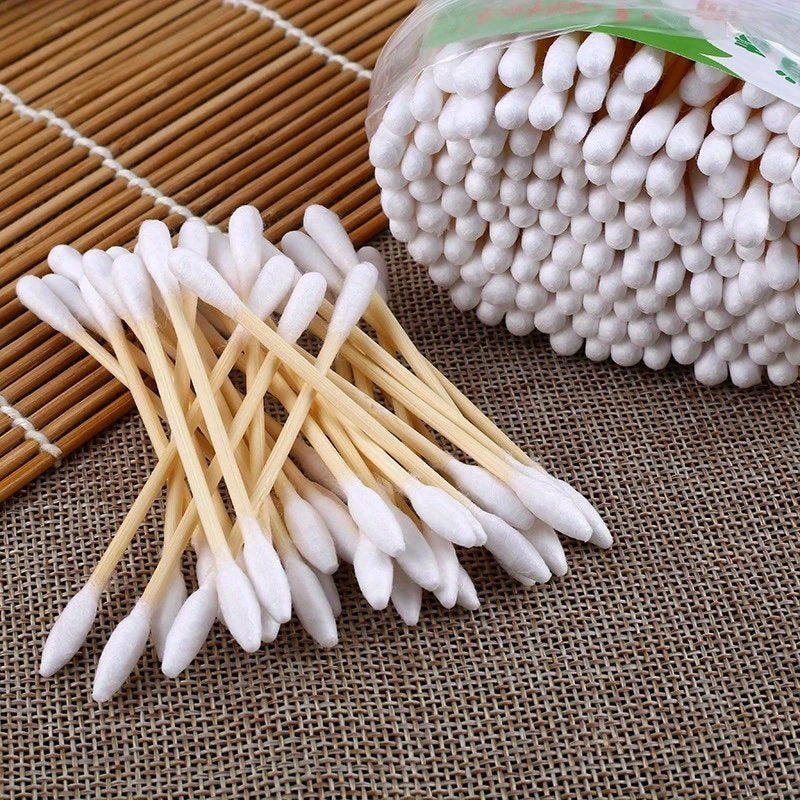 100pcs Double Headed Cotton Swabs for Ear & Nose Cleaning and Makeup