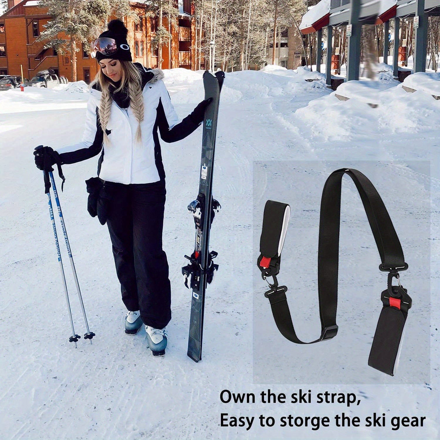 Adjustable Skiing Pole Shoulder Straps Handle Straps Nylon Snowboard Carrier