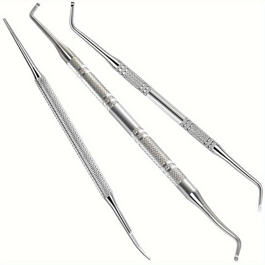 3pcs Ingrown Toenail Removal Tool and File Set Stainless Steel Pedicure Kit
