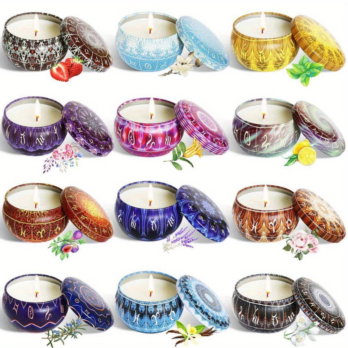 12pcs Aromatherapy Candle Gift Set Beeswax Scented Candles, Perfect Gift