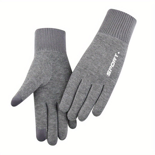 Winter Plush Knitted Gloves Touchable Windproof Cycling Gloves