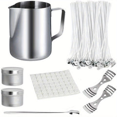 DIY Candle Making Kit with Pouring Pot, Wicks, Sticker, Holder - Perfect Gift