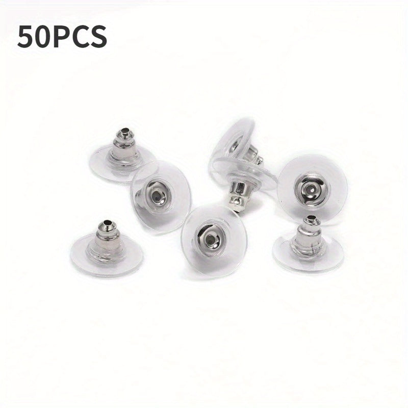 50 Soft Silicone Earring Back Stoppers Safety Pin Backs DIY Findings