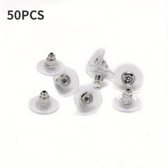 50 Soft Silicone Earring Back Stoppers Safety Pin Backs DIY Findings