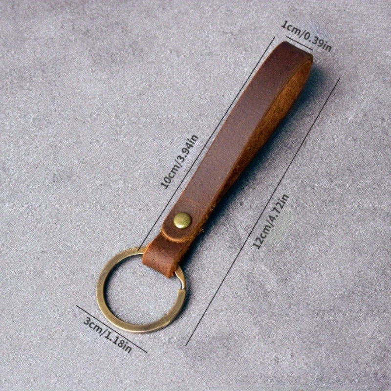 Brown Vintage Style Faux Leather Keychain Gift