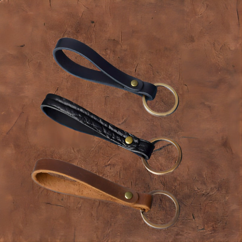 Brown Vintage Style Faux Leather Keychain Gift