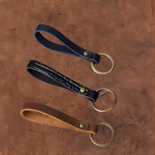 Brown Vintage Style Faux Leather Keychain Gift