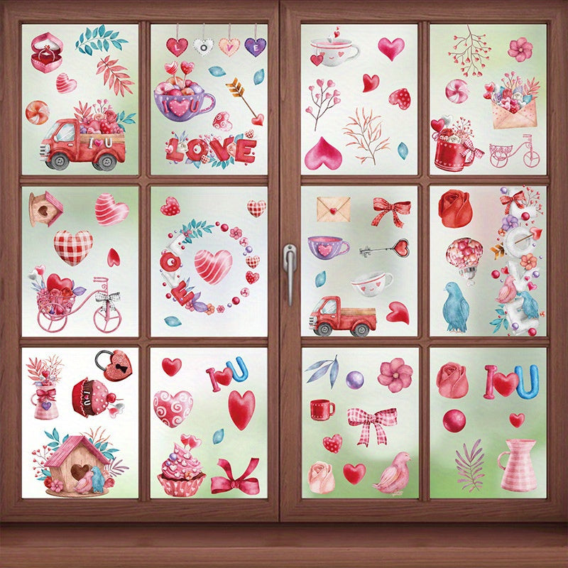Love Rose Lock Window Clings Decorations DIY Window Stickers