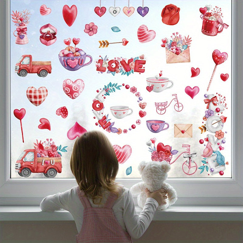 Love Rose Lock Window Clings Decorations DIY Window Stickers