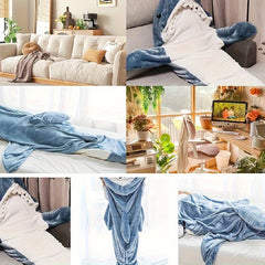 Shark Hoodie Sleeping Bag Pajamas Flannel Adult Soft Home