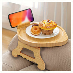 Bamboo Sofa Tray Table with Phone Holder