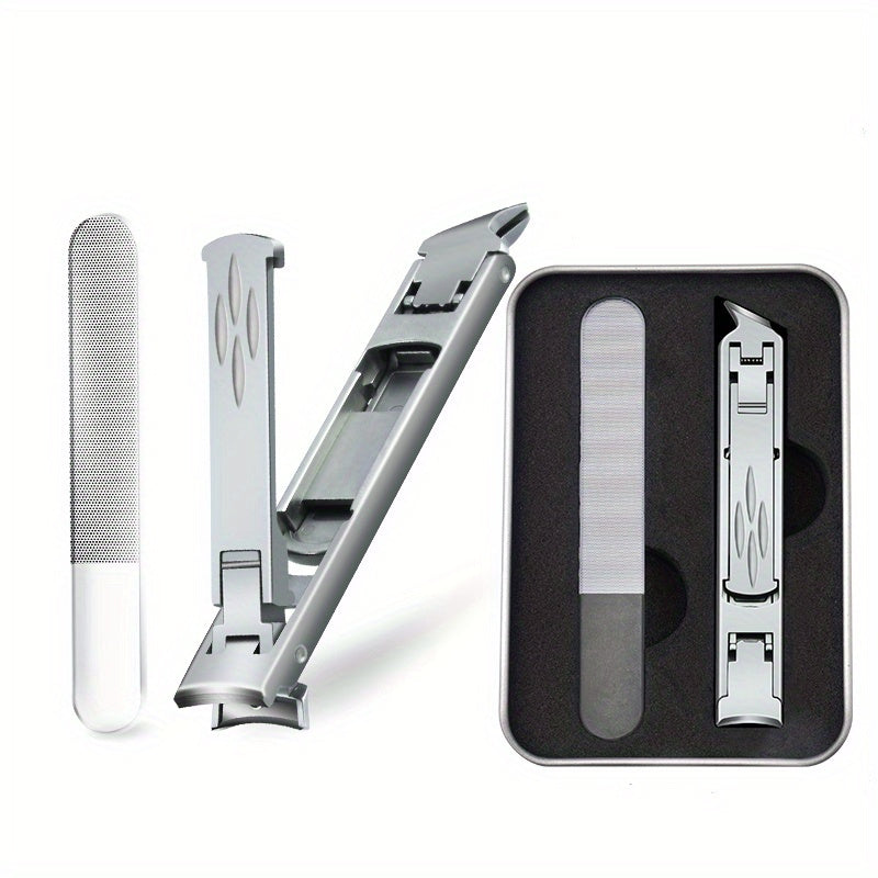 2pcs Double-headed Nail Clippers With Nail File Splash-proof Nail Scissor