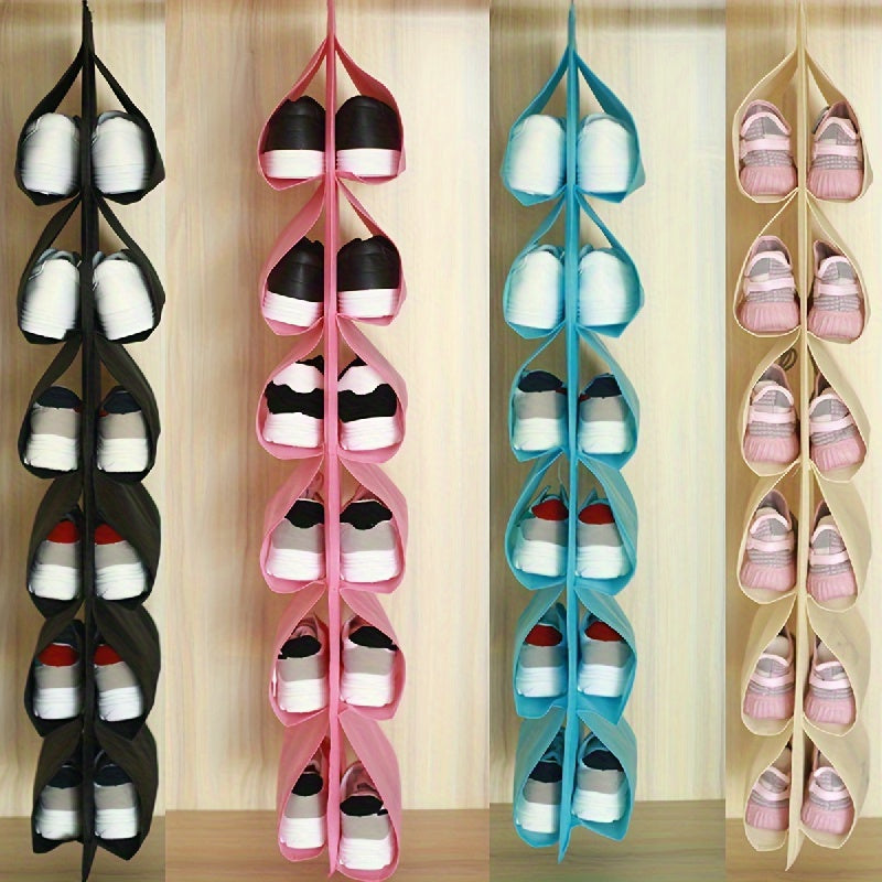 Double Side Shoe Storage Bag With Grids - Durable Organizer For Over The Door